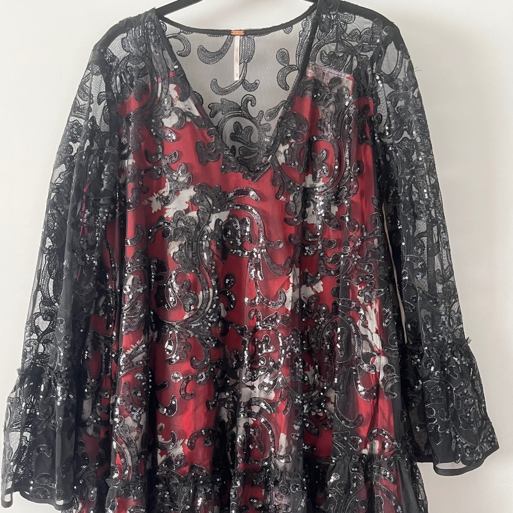 mesh sequin floral dress